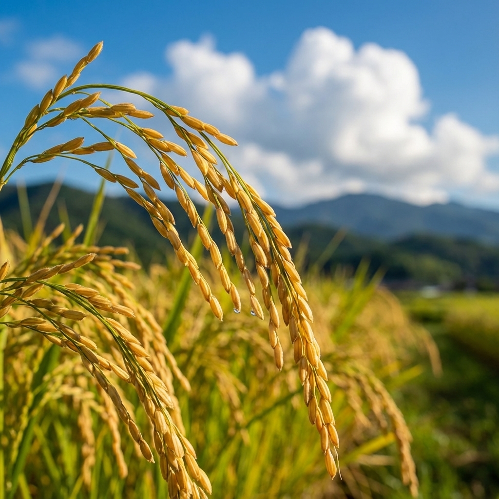 Rice field at sunset